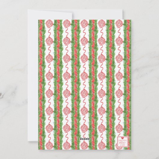 水の色Chinoiserieオーナメントリースクリスマス シーズンカード (裏面)