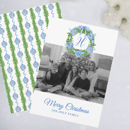 水の色Chinoiserieオーナメントリースクリスマス シーズンカード