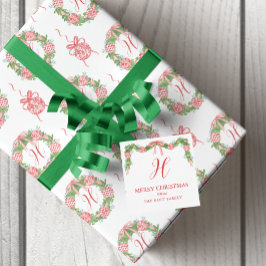水の色Chinoiserieガーランドクリスマスエンクロージャ ノートカード