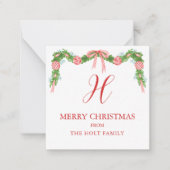 水の色Chinoiserieガーランドクリスマスエンクロージャ ノートカード (正面)