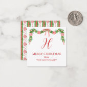 水の色Chinoiserieガーランドクリスマスエンクロージャ ノートカード (正面/裏面インサイチュ)
