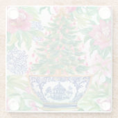 水の色Chinoiserieクリスマスツリー ガラスコースター (裏面)