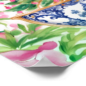 水の色Chinoiserieクリスマスツリー ポスター (角)