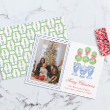 水の色Chinoiserieクリスマスボウのトピアリー写真