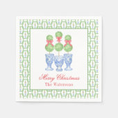 水の色Chinoiserieクリスマスボウトピアリーギフト スタンダードカクテルナプキン (正面)