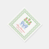 水の色Chinoiserieクリスマスボウトピアリーギフト スタンダードカクテルナプキン (角)
