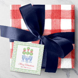 水の色Chinoiserieクリスマスボウトピアリーギフト ノートカード