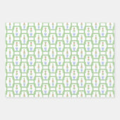 水の色Chinoiserieクリスマスボウトピアリーギフト ラッピングペーパーシート (正面)