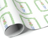 水の色Chinoiserieクリスマスボウトピアリーギフト ラッピングペーパー (ロールコーナー)