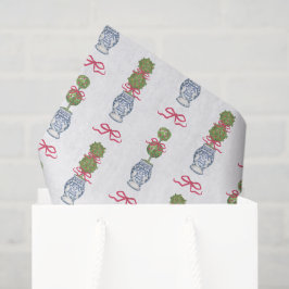 水の色Chinoiserieクリスマスレッドボウトピアリー 薄葉紙