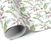 水の色Chinoiserieクリスマスレッドボウミスタントー ラッピングペーパー (ロールコーナー)