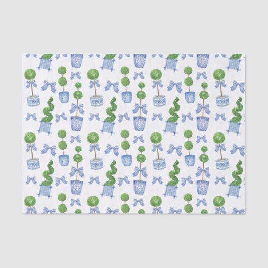 水の色Chinoiserieブルーボウトピアリー 薄葉紙 (正面)