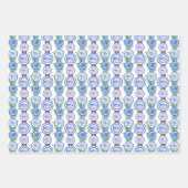 水の色Chinoiserieプレートリースクリスマス ラッピングペーパーシート (正面3)