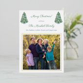 水の色Chinoiserieメリークリスマスフォト金ゴールド 箔シーズンカード (立ち正面)