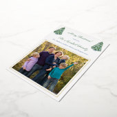 水の色Chinoiserieメリークリスマスフォト金ゴールド 箔シーズンカード (回転した状態)