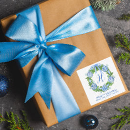 水の色Chinoiserieリースクリスマスエンクロージャ ノートカード