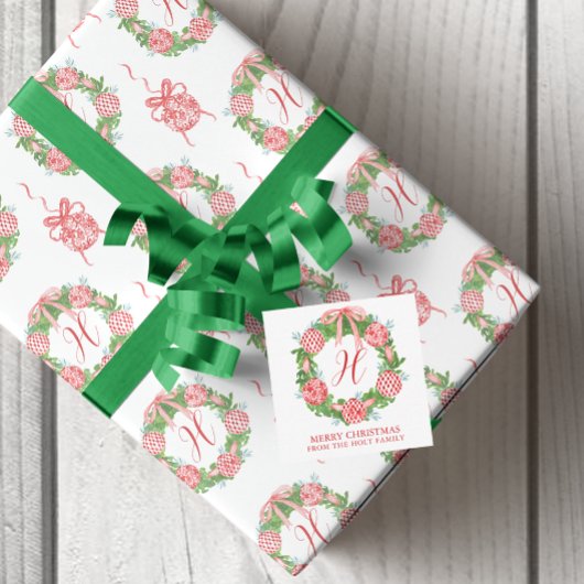 水の色Chinoiserieリースクリスマスエンクロージャ ノートカード