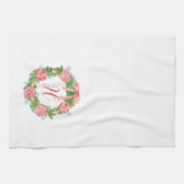 水の色Chinoiserieリースクリスマスモノグラム キッチンタオル (横)
