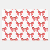 水の色Chinoiserieレッドボウトピアリー ラッピングペーパーシート (正面3)