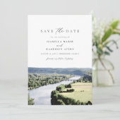 水の色Dordogne South France日付を保存 招待状 (スタンド正面)