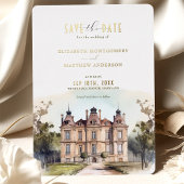 水の色Englishマナーフォイル日付カードを保存 箔招待状