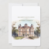 水の色English Manor日付カードを保存 招待状 (裏面)