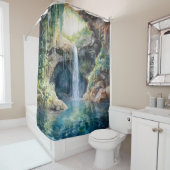 水の色Ethereal滝の洞窟 シャワーカーテン (インサイチュ)