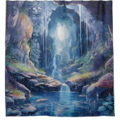 水の色Ethereal滝の洞窟 シャワーカーテン (正面)