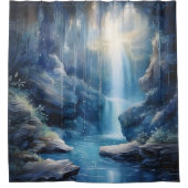 水の色Ethereal滝の洞窟 シャワーカーテン (正面)