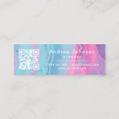 水の色Instagram後を追ソーシャルメディアQRコード スキニー名刺 (裏面)