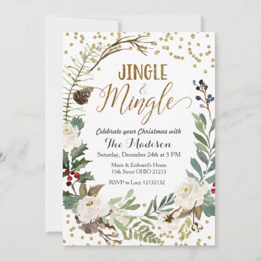 水の色JingleとMingleクリスマスパーティー 招待状 (正面)