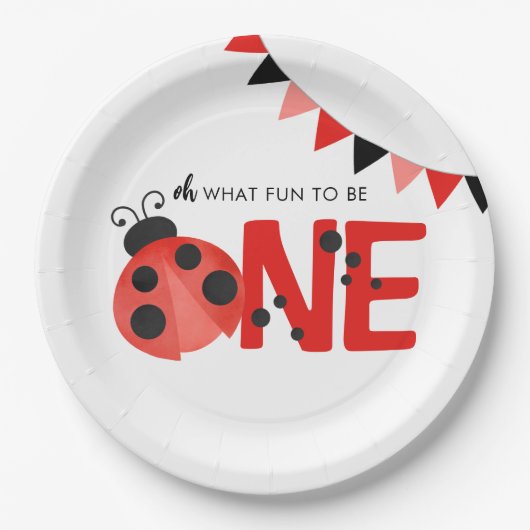 水の色Ladybugああ何のおもしろいを1にする ペーパープレート (正面)