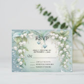 水の色Lily of the Valley RSVPカード (スタンド正面)