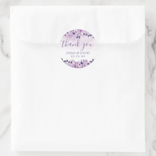 水の色Mauveフローラエレガントな結婚式ありがとう ラウンドシール (バッグ)