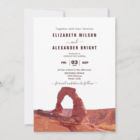 水の色Moab Arches Parkユタ結婚州の侵略 招待状 (正面)