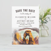 水の色Moab Arches Park Utah日付を保存 招待状 (スタンド正面)