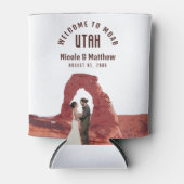 水の色Moab Arches Park Utah 結婚's Welcome 缶クーラー (正面)