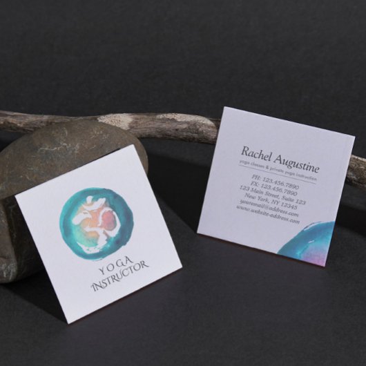 水の色Omシンボルヨガ瞑想インストラクター スクエア名刺