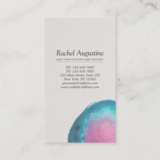 水の色Omシンボルヨガ瞑想インストラクター 名刺 (裏面)