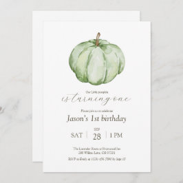 水の色ourリトルカボチャ誕生日招待状 サンキューカード