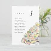 水の色Posiano Italy 5x7"のテーブ結婚ルカード (スタンド正面)