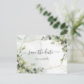 水の色RustBohoグリーンユーカリ日付を保存 ポストカード (スタンド正面)