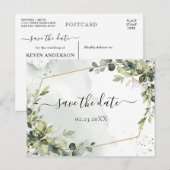 水の色RustBohoグリーンユーカリ日付を保存 ポストカード (正面/裏面)