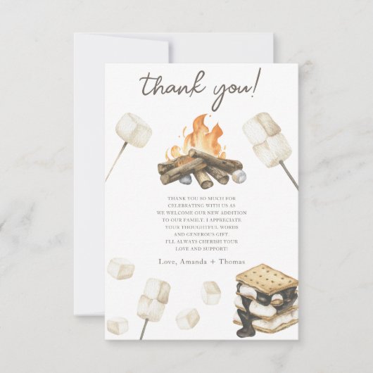 水の色S'more赤ちゃんシャワーありがとう サンキューカード (正面)