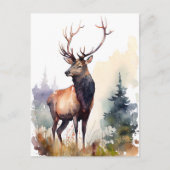 水の色Stagと威厳のある〔雄ジカの〕枝角の穴 ポストカード (正面)