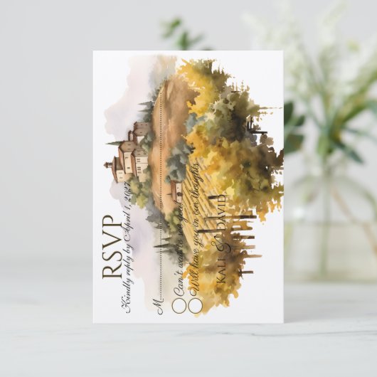 水の色Vineyard RSVPカード 招待状 (スタンド正面)