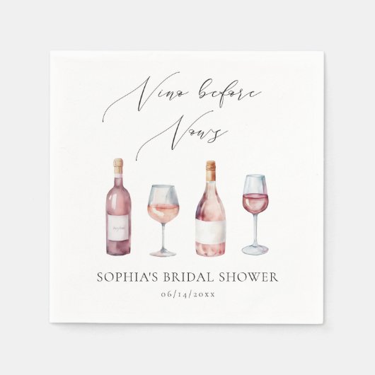 水の色Vinoの前Vowsブライダルシャワー スタンダードカクテルナプキン (正面)