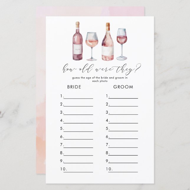 水の色Vino前誓いブライダルシャワーゲーム (正面/裏面)