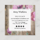 水の色Wildflowers on 素朴 Wood Social Icons スクエア名刺 (裏面)