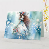 水の花の妖精Ethereal Flower Fairy in Water color Dreamsc カード (黄色い花)